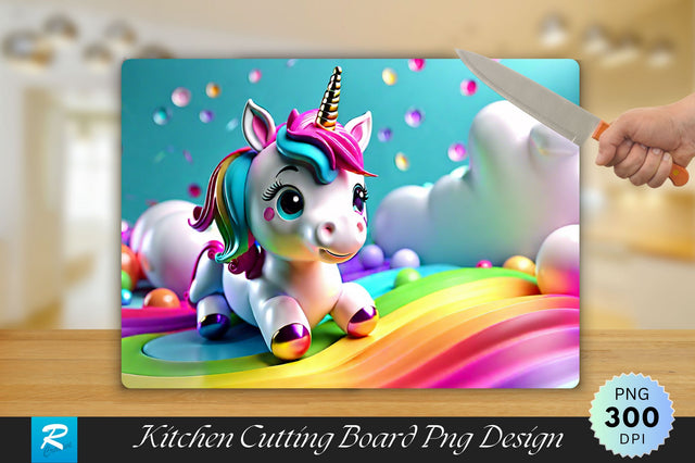 3D Cute Unicorn Cutting Board Sublimation Regulrcrative 