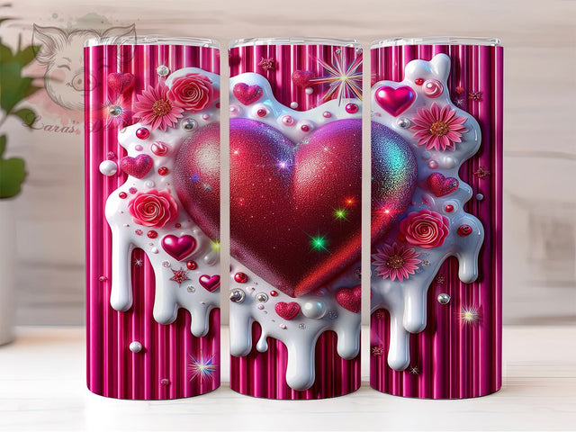 3D Cute Valentine Hearts Tumbler, Valentine Love Wrap, Cute Heart Cup, Romantic Sublimation Design, Valentine Gift Tumbler, Sweet 3D Hearts Wrap, Adorable Love Cup Sublimation Lara' s Designs 