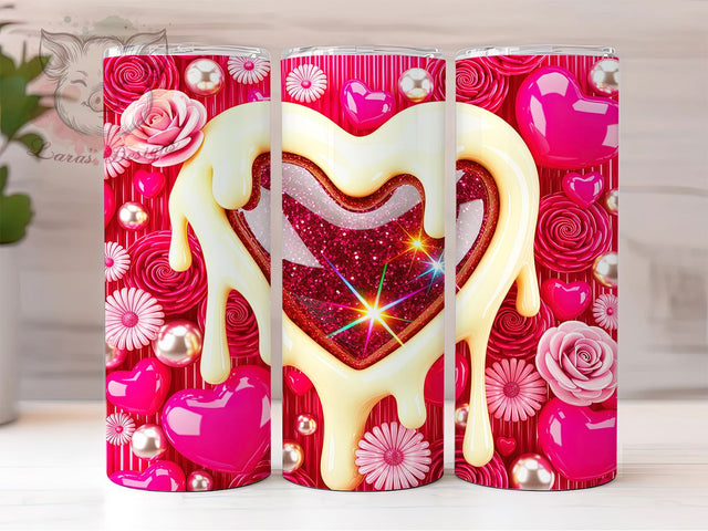 3D Cute Valentine Hearts Tumbler, Valentine Love Wrap, Cute Heart Cup, Romantic Sublimation Design, Valentine Gift Tumbler, Sweet 3D Hearts Wrap, Adorable Love Cup Sublimation Lara' s Designs 