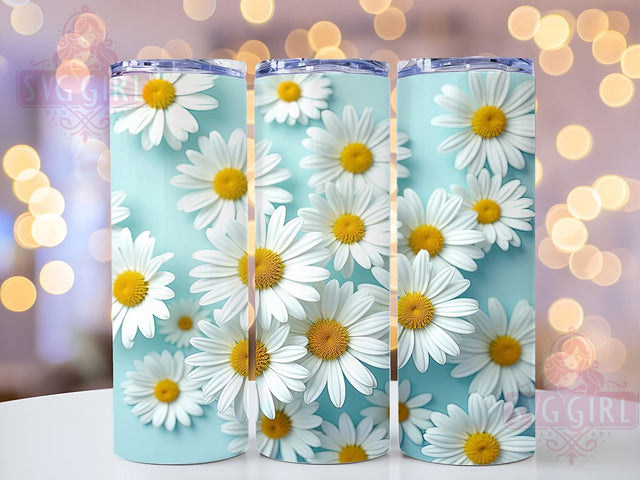 3D Daisy Inflatable Tumbler Wrap, 3D Daisy Tumbler, Inflatable Flowers Design, 20oz Wrap, Sublimation Design, Floral Drinkware, Summer Cup, Colorful Tumbler Sublimation SvggirlplusArt 