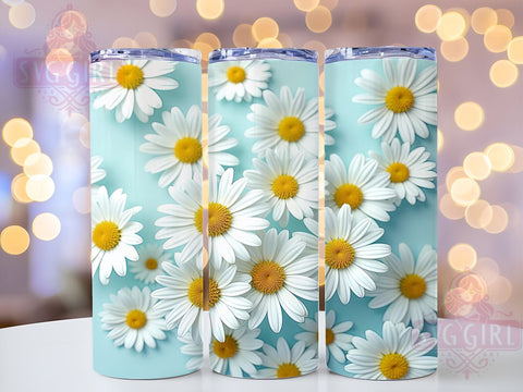 3D Daisy Inflatable Tumbler Wrap, 3D Daisy Tumbler, Inflatable Flowers Design, 20oz Wrap, Sublimation Design, Floral Drinkware, Summer Cup, Colorful Tumbler Sublimation SvggirlplusArt 