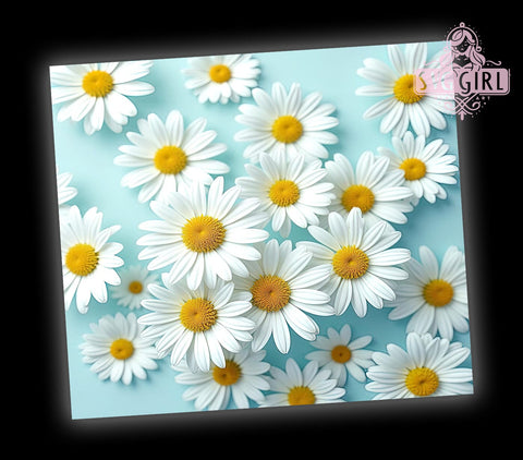 3D Daisy Inflatable Tumbler Wrap, 3D Daisy Tumbler, Inflatable Flowers Design, 20oz Wrap, Sublimation Design, Floral Drinkware, Summer Cup, Colorful Tumbler Sublimation SvggirlplusArt 