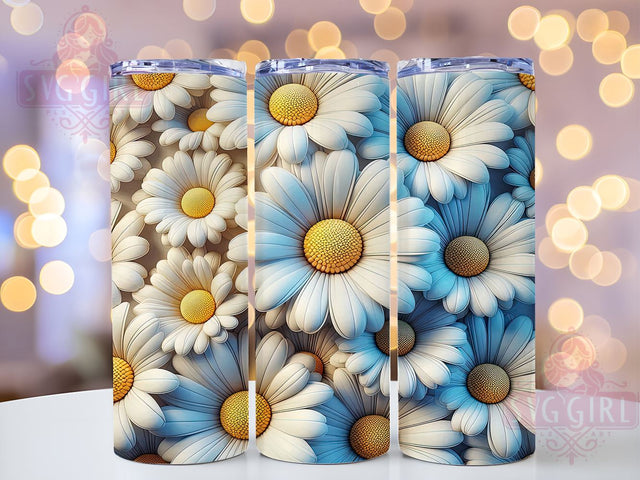 3D Daisy Inflatable Tumbler Wrap, 3D Daisy Tumbler, Inflatable Flowers Design, 20oz Wrap, Sublimation Design, Floral Drinkware, Summer Cup, Colorful Tumbler Sublimation SvggirlplusArt 