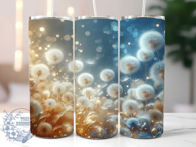 3D Dandelion Floral Tumbler Wrap, Floral Tumbler Wrap, 20oz Tumbler Design, Sublimation Tumbler Wrap, Dandelion Flower Design, 3D Floral Sublimation, Dandelion Tumbler PNG Sublimation ToriDesigns 