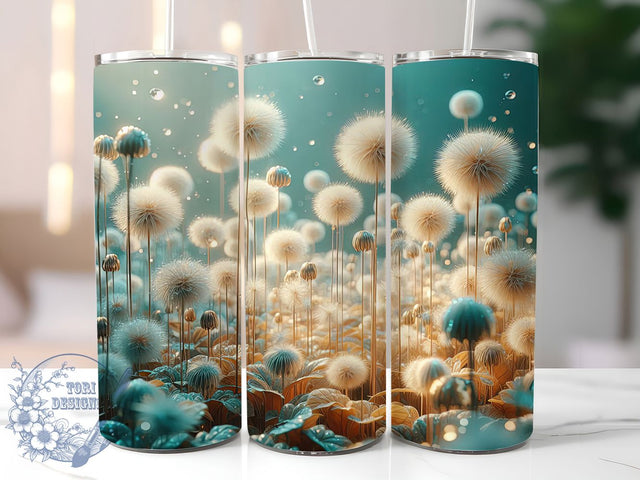 3D Dandelion Floral Tumbler Wrap, Floral Tumbler Wrap, 20oz Tumbler Design, Sublimation Tumbler Wrap, Dandelion Flower Design, 3D Floral Sublimation, Dandelion Tumbler PNG Sublimation ToriDesigns 