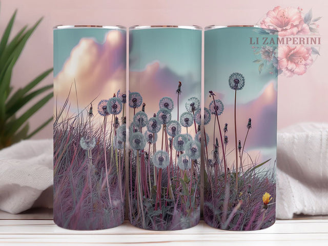 3D Dandelion Wildflower Nature Tumbler, 3D Floral Design, Flower Gift Wrap, Nature Tumbler, Spring Design Art, Wildflower Pattern, Garden Lover Gift Sublimation Li Zamperini 
