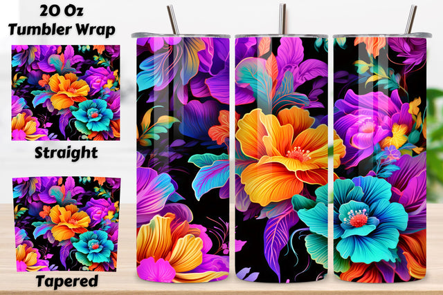 3D Dazzling Petal Parade Tumbler Wrap | Sublimation PNG Sublimation FloridPrintables 