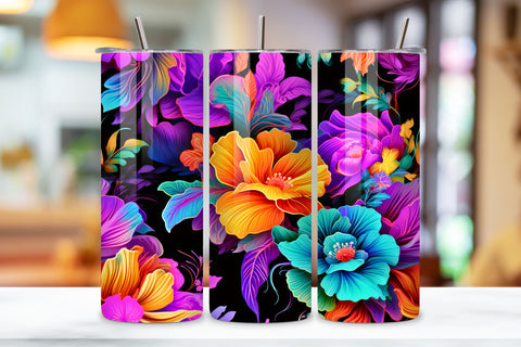 3D Dazzling Petal Parade Tumbler Wrap | Sublimation PNG Sublimation FloridPrintables 