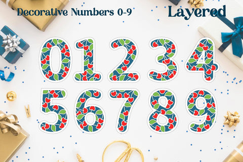 3d Decorative Birthday numbers svg, Layered cake topper with cherry SVG AnastasiyaArtDesign 