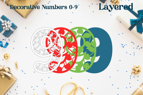 3d Decorative Birthday numbers svg, Layered cake topper with cherry SVG AnastasiyaArtDesign 