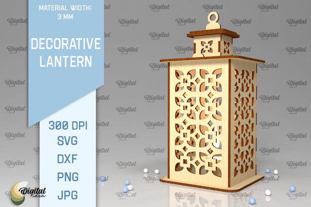 3D Decorative Lantern SVG. Candle Holder Laser Cut SVG Evgenyia Guschina 
