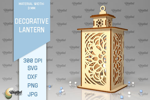 3D Decorative Lantern SVG. Candle Holder Laser Cut SVG Evgenyia Guschina 