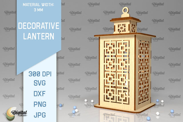 3D Decorative Lantern SVG. Candle Holder Laser Cut SVG Evgenyia Guschina 