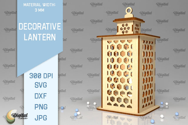 3D Decorative Lantern SVG. Candle Holder Laser Cut SVG Evgenyia Guschina 