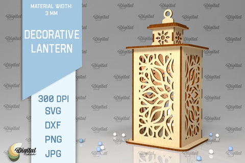 3D Decorative Lantern SVG. Candle Holder Laser Cut SVG Evgenyia Guschina 