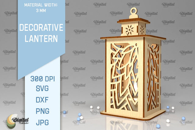 3D Decorative Lantern SVG. Candle Holder Laser Cut SVG Evgenyia Guschina 