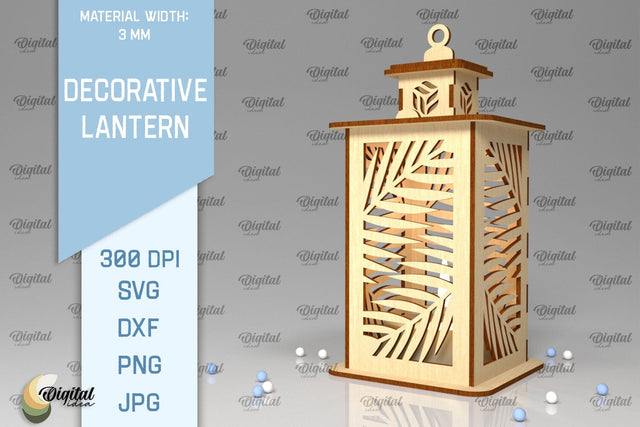 3D Decorative Lantern SVG. Candle Holder Laser Cut SVG Evgenyia Guschina 