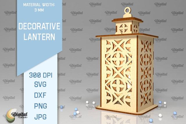 3D Decorative Lantern SVG. Candle Holder Laser Cut SVG Evgenyia Guschina 
