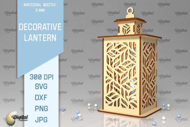 3D Decorative Lantern SVG. Candle Holder Laser Cut SVG Evgenyia Guschina 