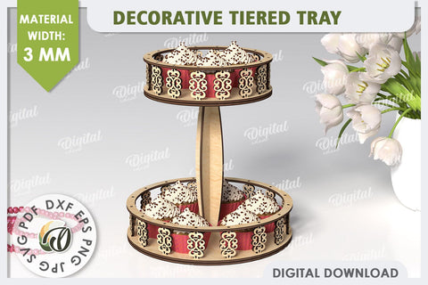 3D Decorative Tiered Tray Laser Cut Design. Serving Tray SVG SVG Evgenyia Guschina 