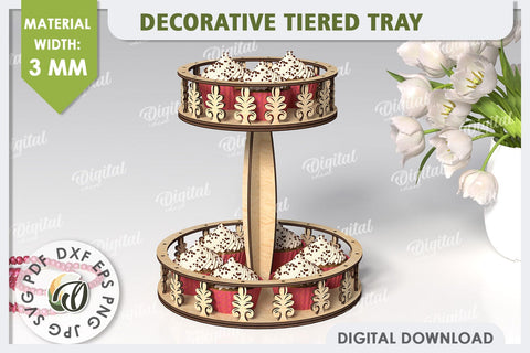 3D Decorative Tiered Tray Laser Cut Design. Serving Tray SVG SVG Evgenyia Guschina 