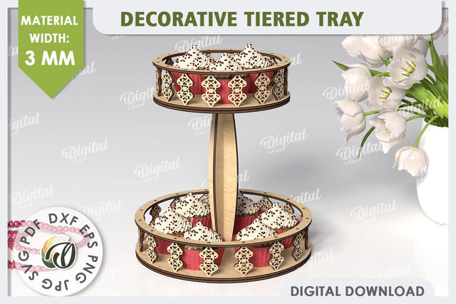 3D Decorative Tiered Tray Laser Cut Design. Serving Tray SVG SVG Evgenyia Guschina 