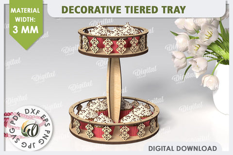 3D Decorative Tiered Tray Laser Cut Design. Serving Tray SVG SVG Evgenyia Guschina 