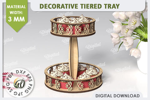 3D Decorative Tiered Tray Laser Cut Design. Serving Tray SVG SVG Evgenyia Guschina 