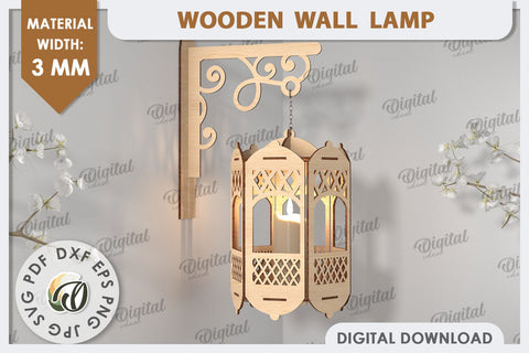 3D Decorative Wooden Wall Lamp Laser Cut. Home Decor SVG SVG Evgenyia Guschina 