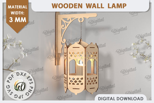 3D Decorative Wooden Wall Lamp Laser Cut. Home Decor SVG SVG Evgenyia Guschina 