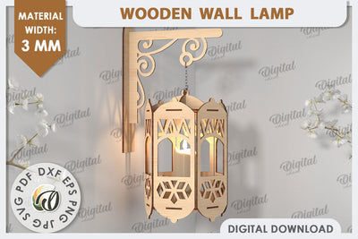3D Decorative Wooden Wall Lamp Laser Cut. Home Decor SVG SVG Evgenyia Guschina 