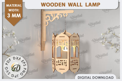 3D Decorative Wooden Wall Lamp Laser Cut. Home Decor SVG SVG Evgenyia Guschina 