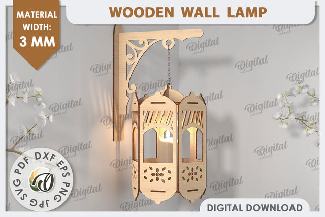3D Decorative Wooden Wall Lamp Laser Cut. Home Decor SVG SVG Evgenyia Guschina 