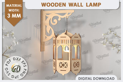 3D Decorative Wooden Wall Lamp Laser Cut. Home Decor SVG SVG Evgenyia Guschina 
