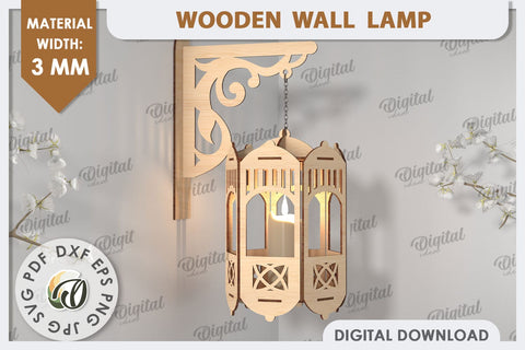 3D Decorative Wooden Wall Lamp Laser Cut. Home Decor SVG SVG Evgenyia Guschina 