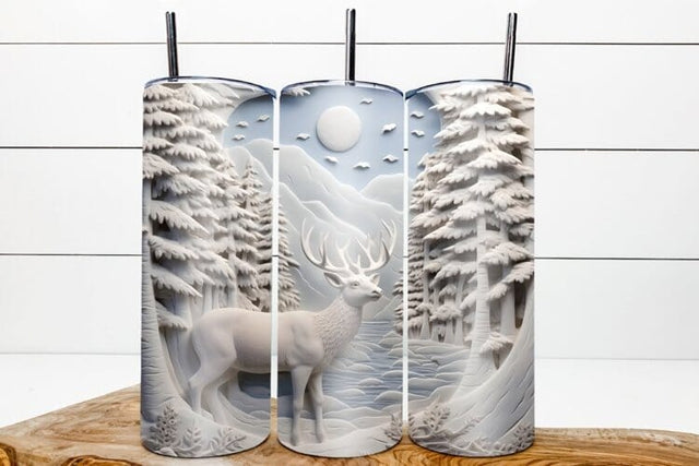 3d Deer forest / 3d christmas tumbler / deer tumbler Sublimation Angelina Semenova 