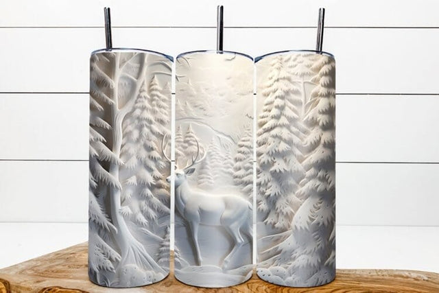 3d Deer forest / 3d christmas tumbler / deer tumbler Sublimation Angelina Semenova 