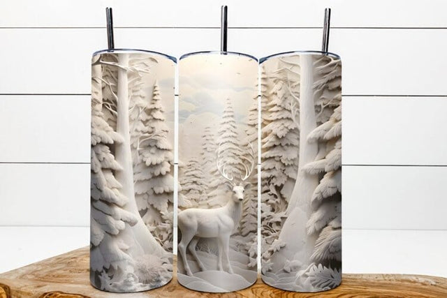 3d Deer tumbler / 3d christmas tumbler / 3d forest tumbler Sublimation Angelina Semenova 