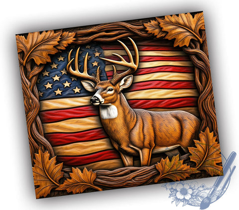 3D Deer Tumbler Design, American Flag Tumbler, 20oz Sublimation Wrap, Patriotic Drinkware, Nature Lover Gift, Sublimation Transfer, Digital Download Sublimation ToriDesigns 