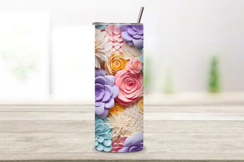 3D Delicate Flower Tumbler Tumbler Wrap, Seamless Floral PNG Sublimation FloridPrintables 