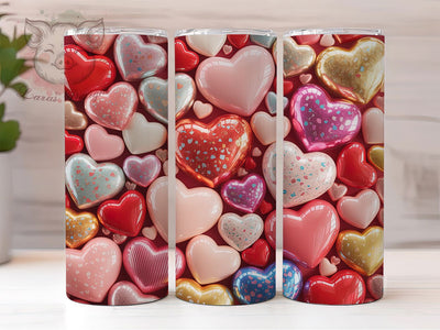 3D Diamond Glitter Hearts Tumbler, Diamond Heart Wrap, Sparkle Glitter Cup, 20oz Sublimation Wrap, Stylish Heart Design Tumbler, Artistic Diamond Glitter Cup, Glam Love Theme Wrap Sublimation Lara' s Designs 