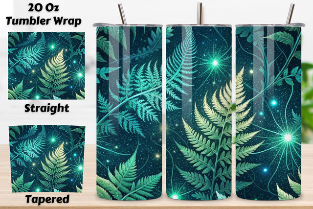 3D Digital Detox Forest Seamless Tumbler Wrap - Holographic Foliage & Neural Pathways, 20 oz Skinny Sublimation PNG, seamless design, skinny tumbler, sublimation tumbler, tumbler design Sublimation FloridPrintables 