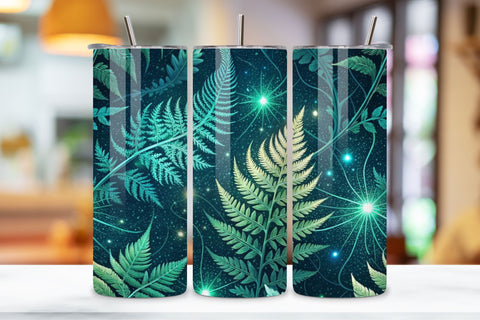 3D Digital Detox Forest Seamless Tumbler Wrap - Holographic Foliage & Neural Pathways, 20 oz Skinny Sublimation PNG, seamless design, skinny tumbler, sublimation tumbler, tumbler design Sublimation FloridPrintables 