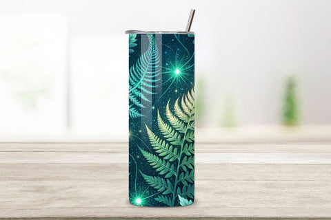 3D Digital Detox Forest Seamless Tumbler Wrap - Holographic Foliage & Neural Pathways, 20 oz Skinny Sublimation PNG, seamless design, skinny tumbler, sublimation tumbler, tumbler design Sublimation FloridPrintables 