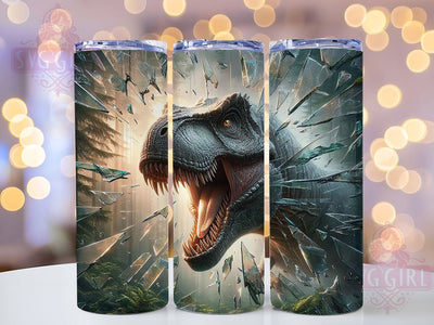 3D Dinosaur Breaking Glass Tumbler, Breaking Glass, 3D Effect, 20Oz Tumbler, Sublimation Design, Prehistoric Creature, Jurassic Theme Sublimation SvggirlplusArt 