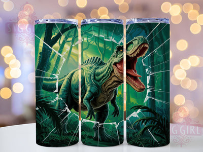 3D Dinosaur Breaking Glass Tumbler, Breaking Glass, 3D Effect, 20Oz Tumbler, Sublimation Design, Prehistoric Creature, Jurassic Theme Sublimation SvggirlplusArt 