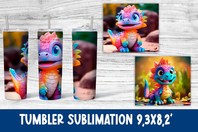 3d dinosaur tumbler sublimation design Sublimation Svetana Studio 