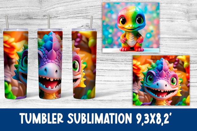 3d dinosaur tumbler wrap design Sublimation Svetana Studio 