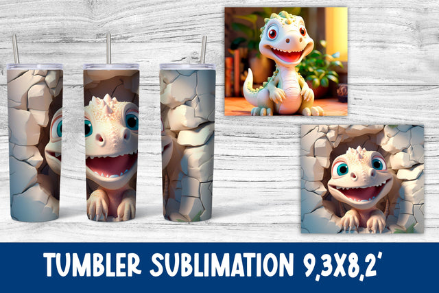 3d dinosaur tumbler wrap sublmation PNG design Sublimation Svetana Studio 
