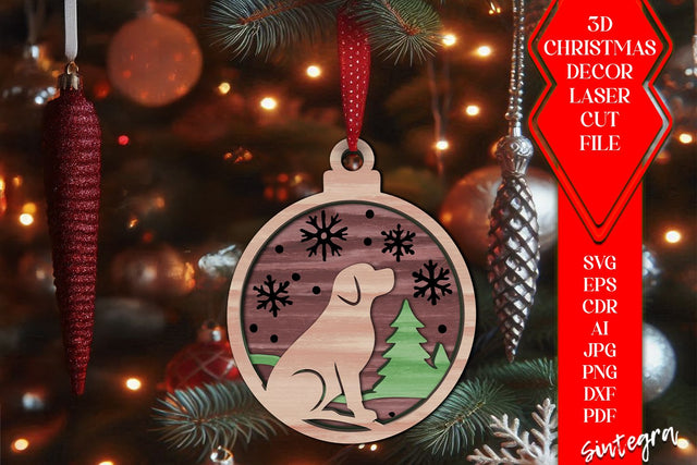 3D Dog Christmas Tree Baubles laser SVG – Laser Cut Files v1 SVG Sintegra 